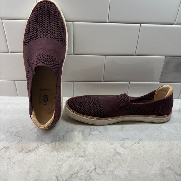 UGG Women's Knit Slip-On Sneakers in Burgundy - Picture 2 of 5